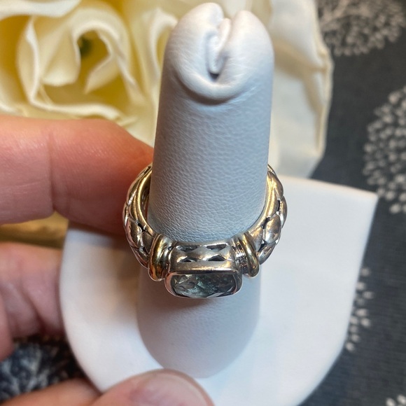 Effy Sterling Silver and 18K Ring with Light Green Gemstone😍Very Pretty! - Picture 5 of 11